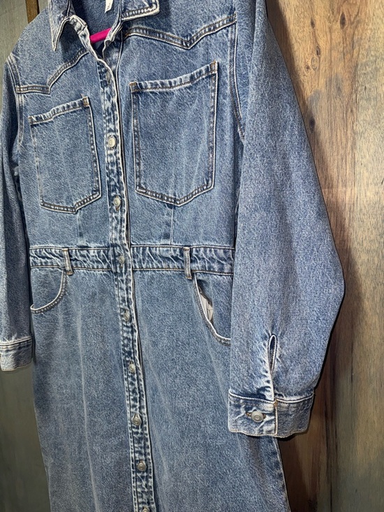 Future Collective Long Sleeve Denim Midi Dress Women’s Size 14 - Picture 6 of 8